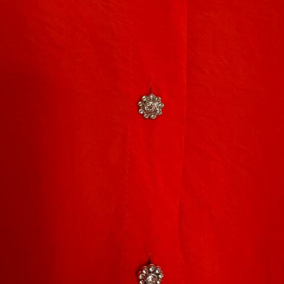 ZARA Coral Rhinestone Button Dress Large - Picture 2 of 5